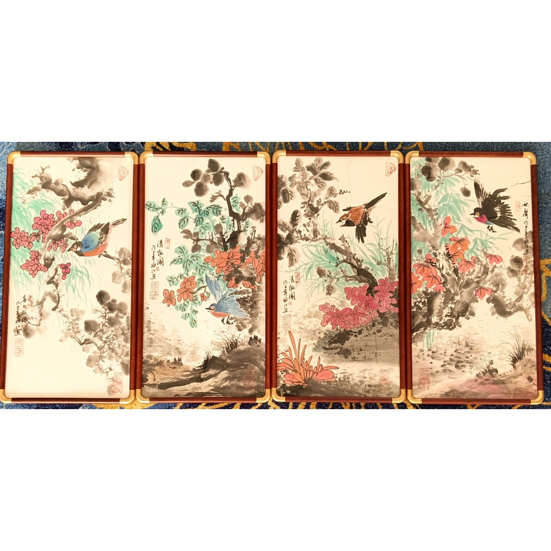 花鸟四条屏822036  王祖江（款）