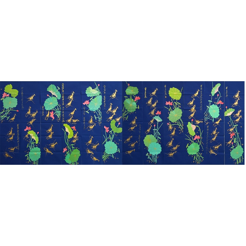荷花·虾十二条屏  齐白石（款）  53286