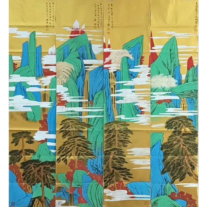金碧山水四条屏 张大千（款）55009