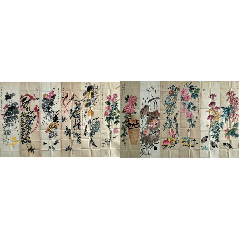 花鸟十二条屏 齐白石（款）56042