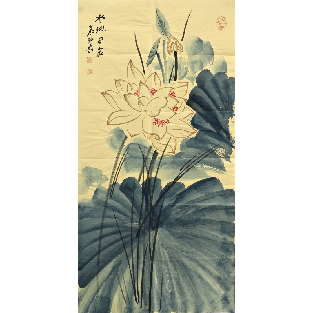 荷花  53351  张大千（款）