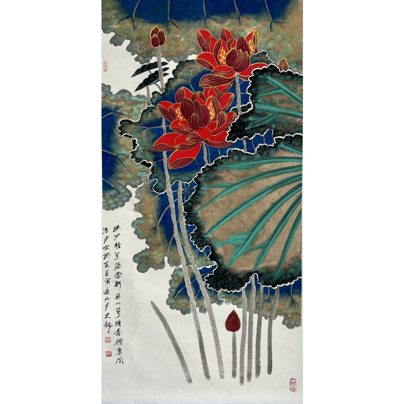 彩墨荷花 史龙（款）822108