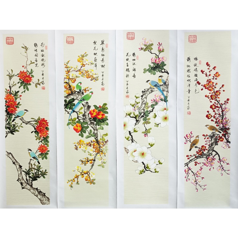 花鸟四条屏  张巨富（款）  54143