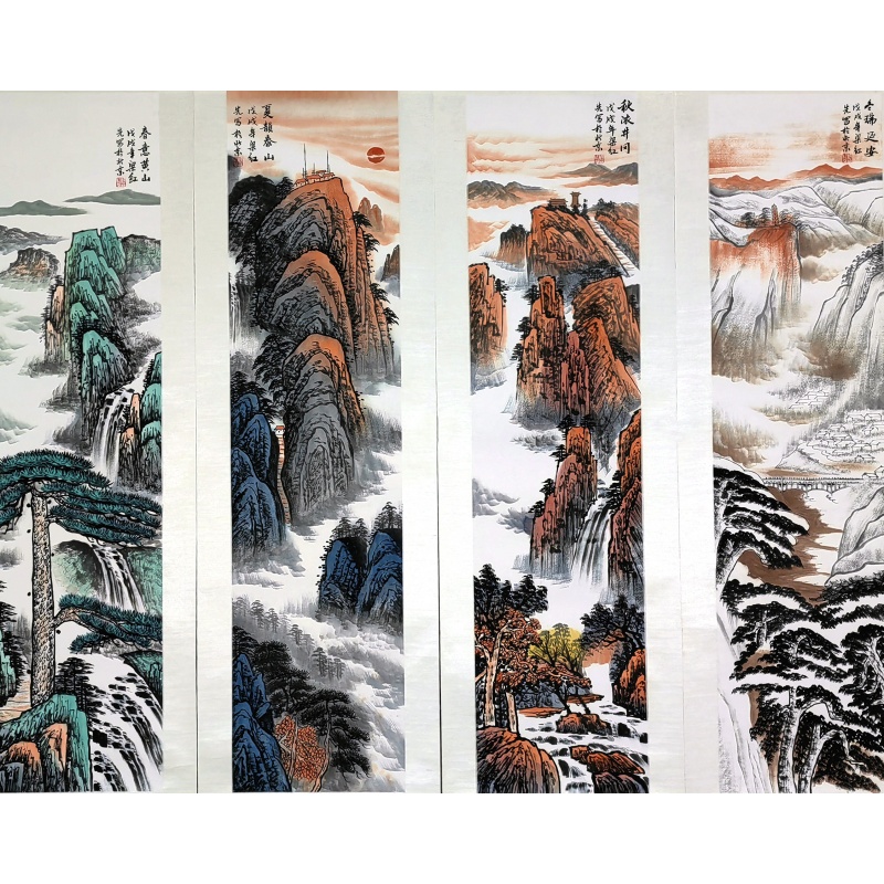 春夏秋冬四条屏   梁红先（款)   54649