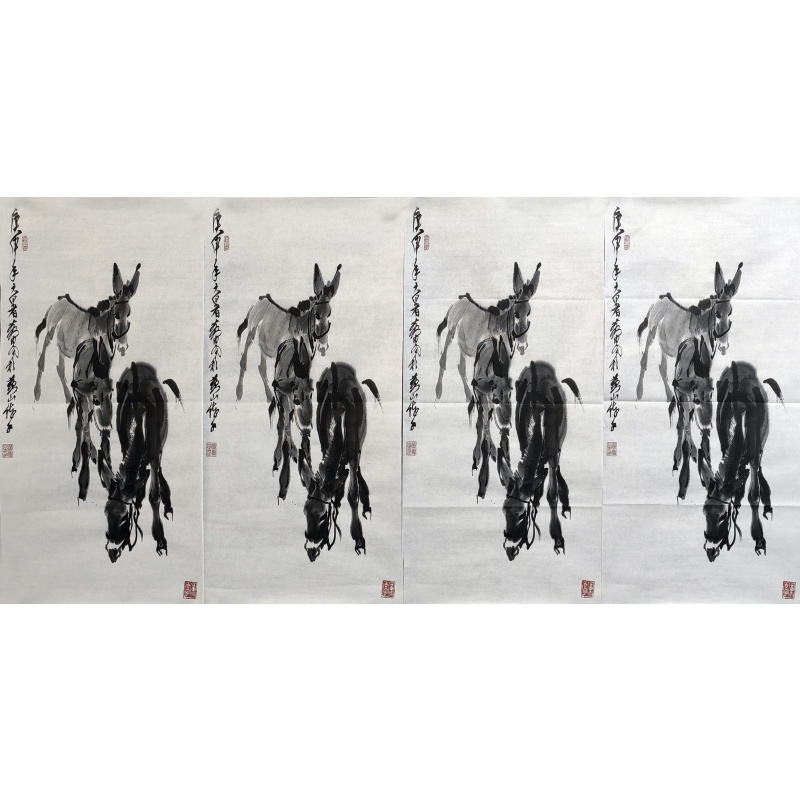驴四条屏   黄冑（款)  53238
