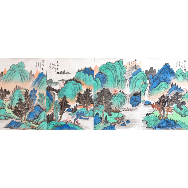 山水四条屏 张大千（款）56200