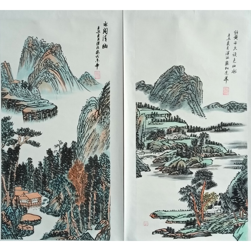 水阁清幽 仿黄子久设色山水 李泽江（款）822144