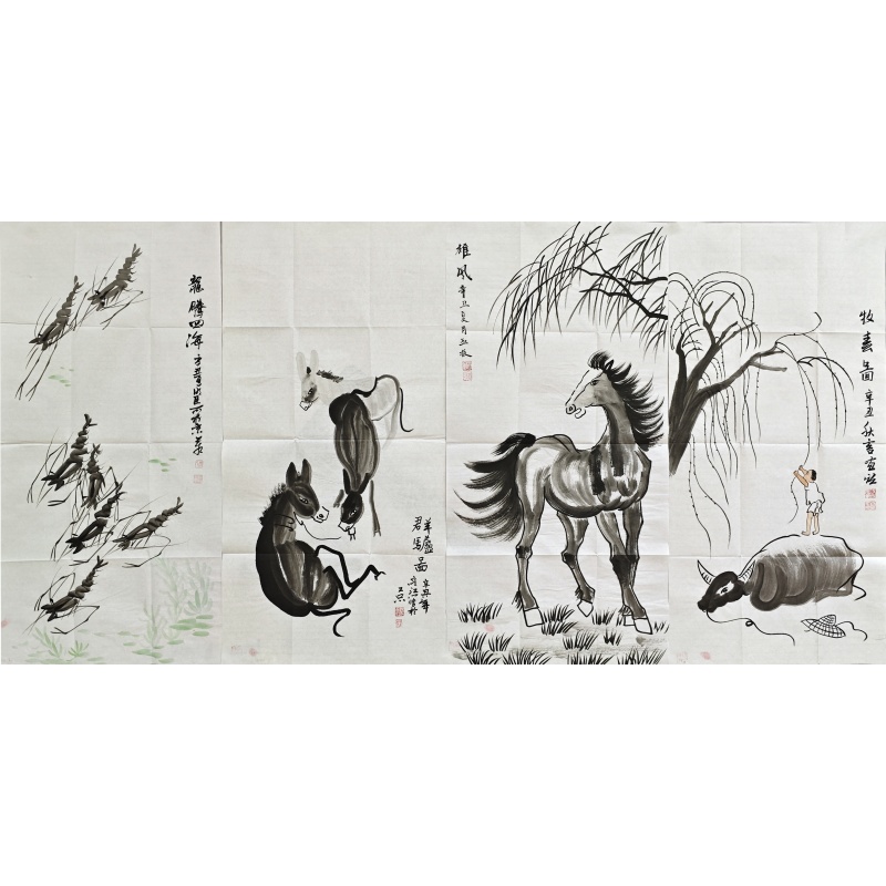 牛马驴游虾  王亚校、李明臣、刘秋言、庄彦江（款）  52529