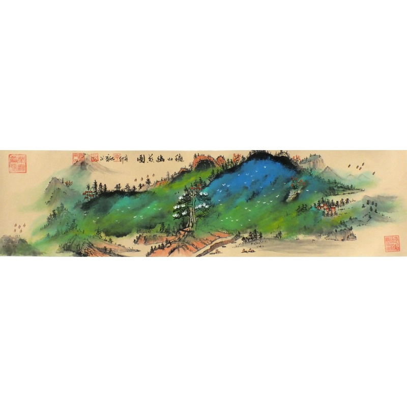 秋山幽燕图 李新社（款）1956