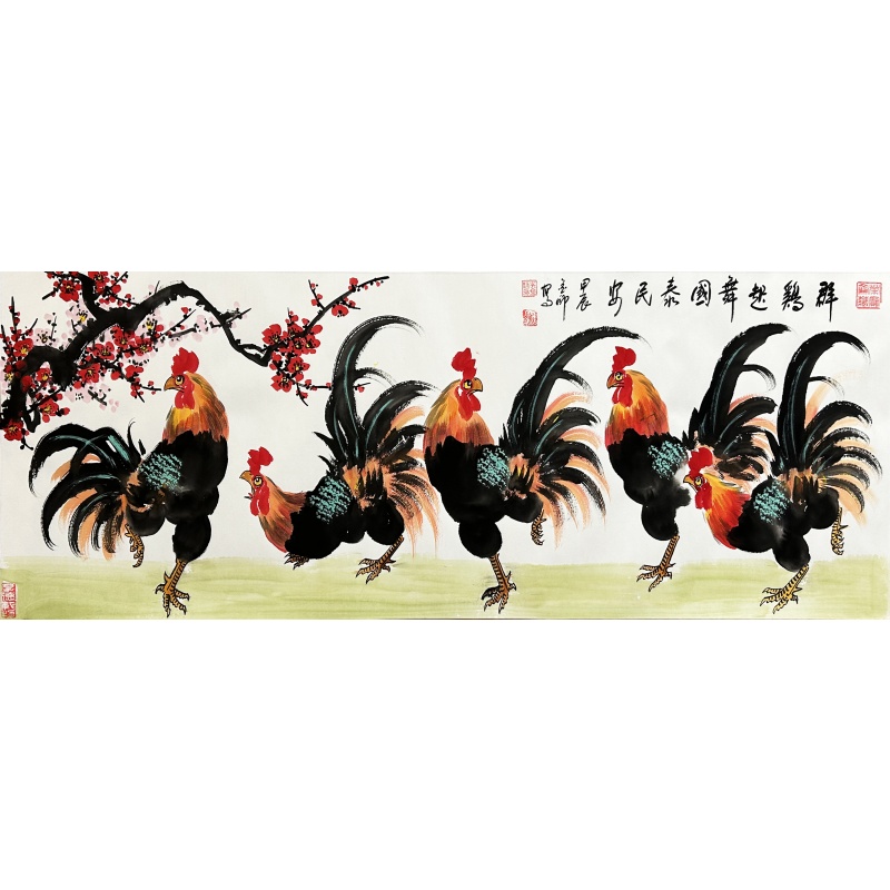 群鸡起舞 吴金师（款）1306