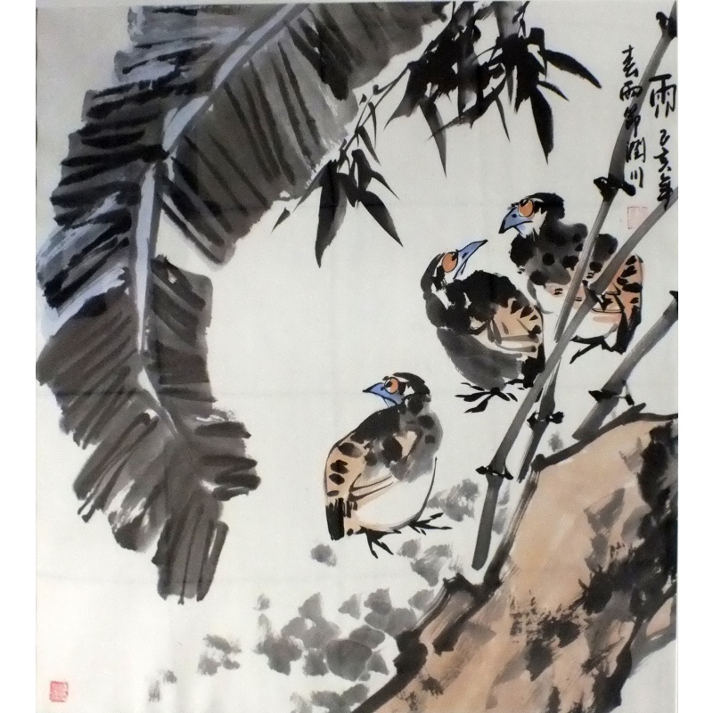 花鸟图  贺润川（款）  2001