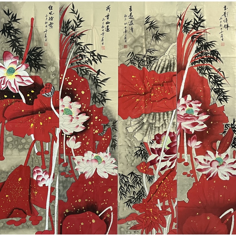 荷香图四条屏55162