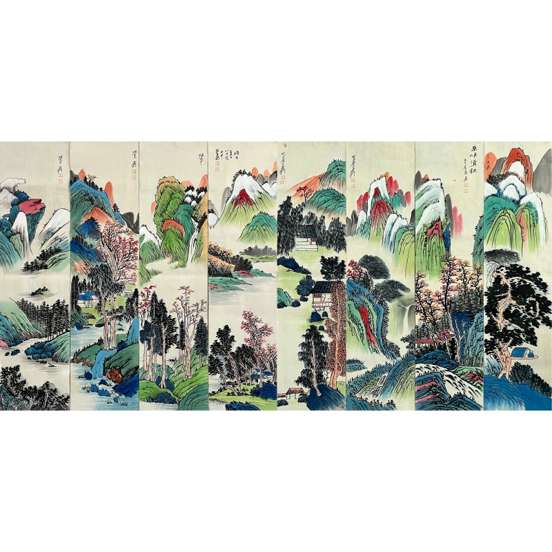 山水八条屏55972