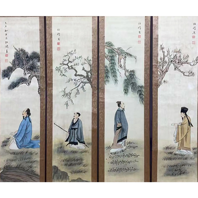 人物四条屏58497