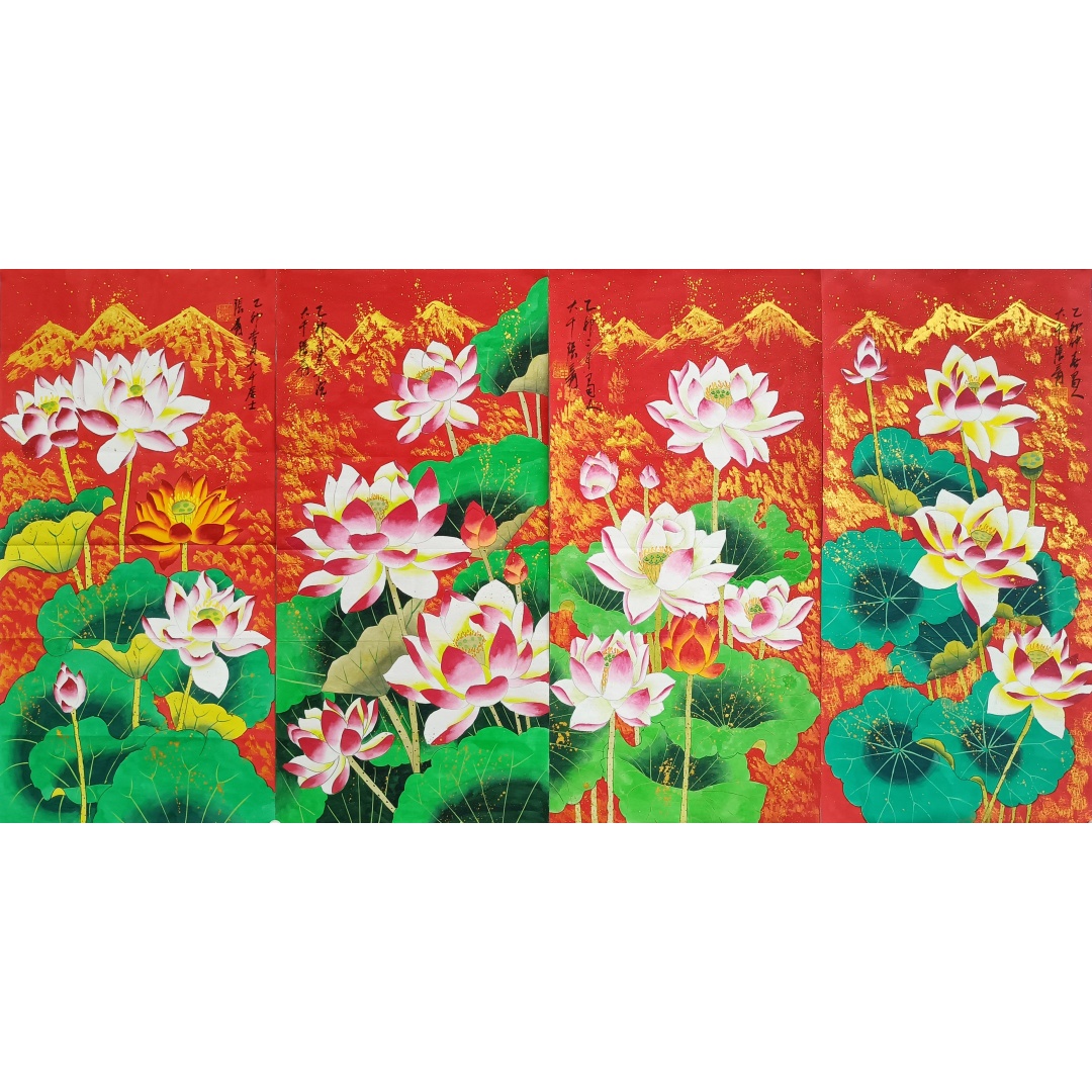 荷花四条屏82A2001