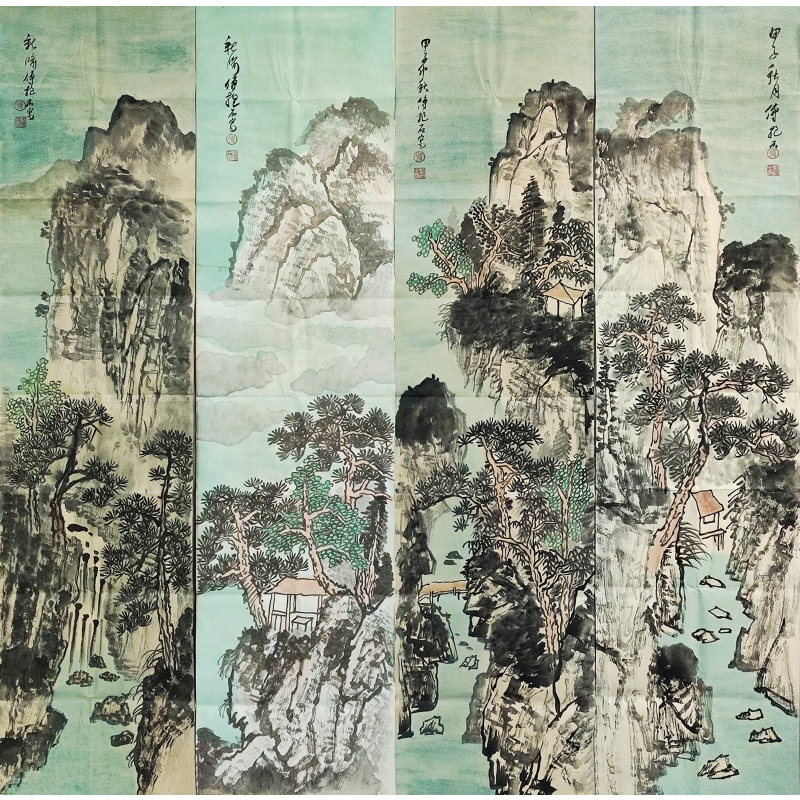 山水四条屏  6106