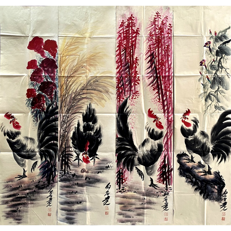 大吉图四条屏56557