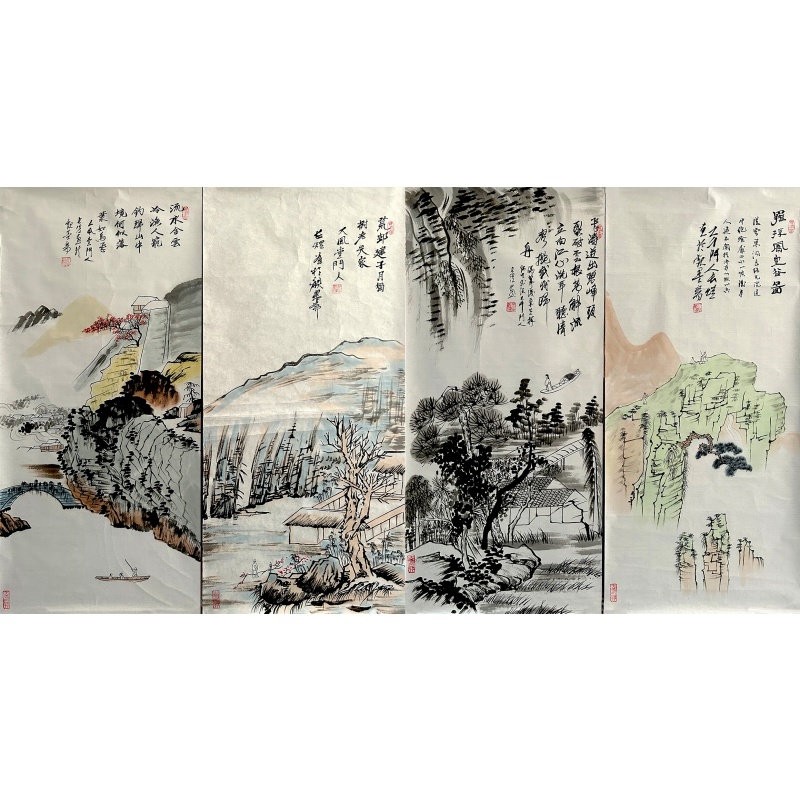 山水四条屏55789