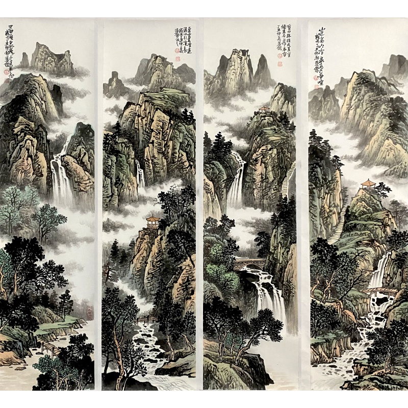 山水四条屏57586