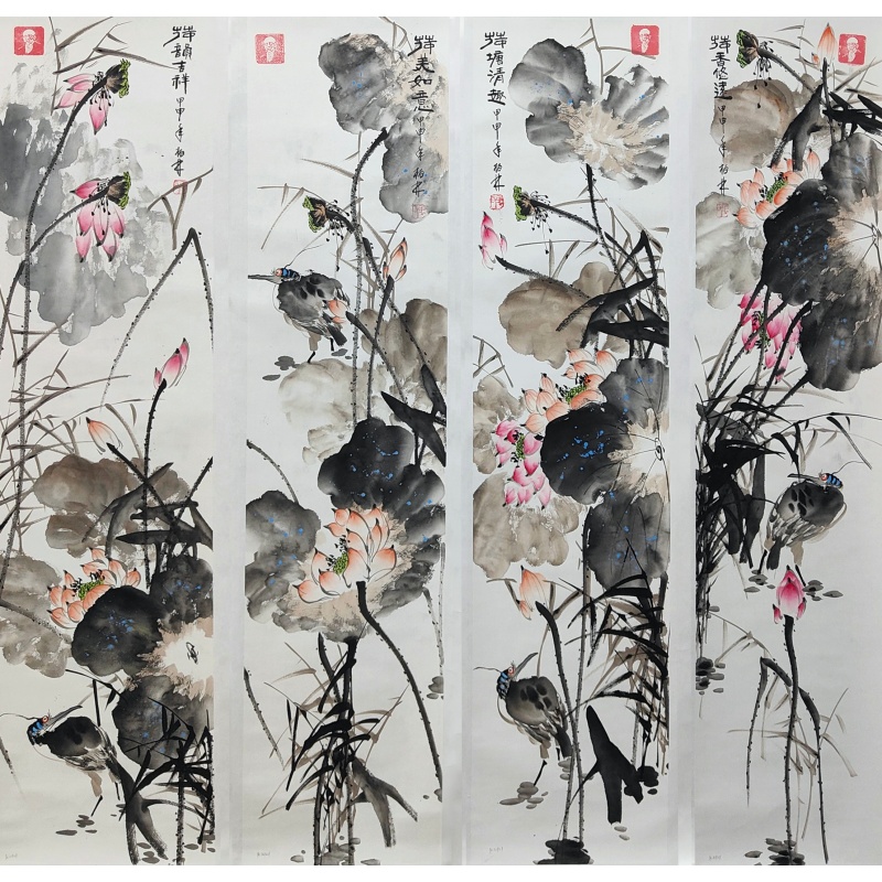 荷花四条屏58160