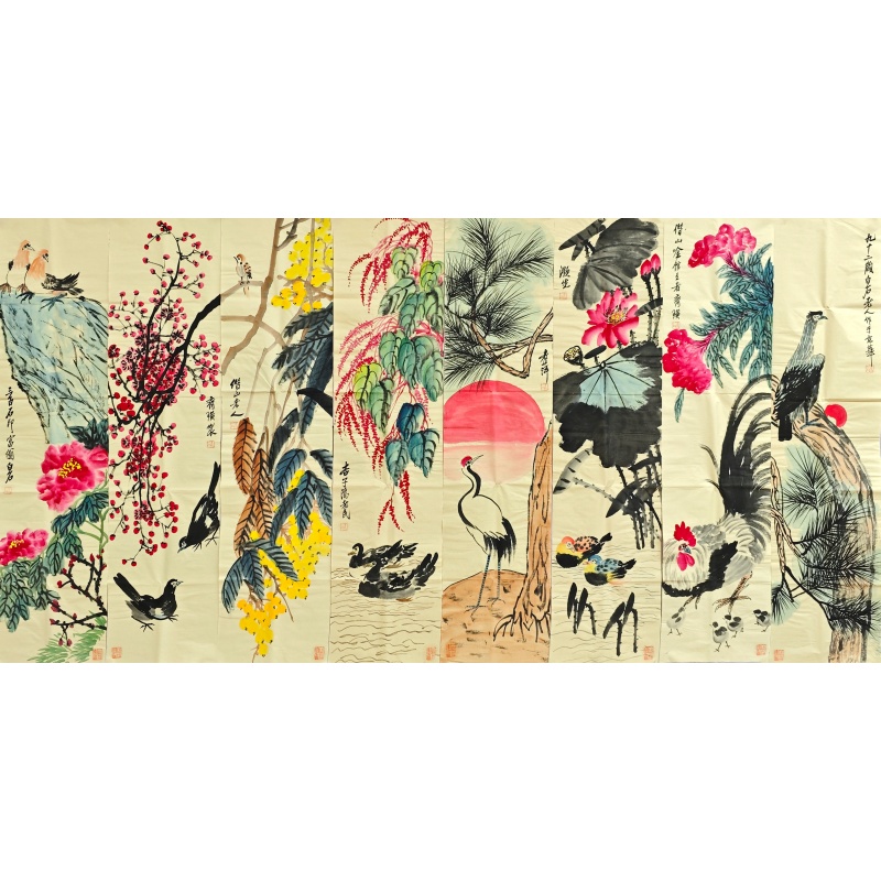 花鸟八条屏52106