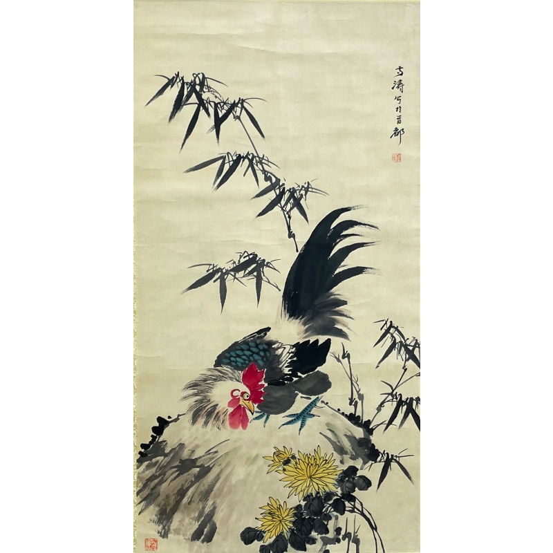 竹菊雄鸡图  54701
