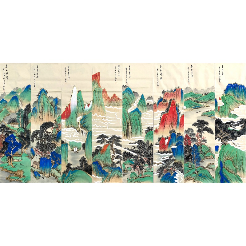 山水八条屏57553