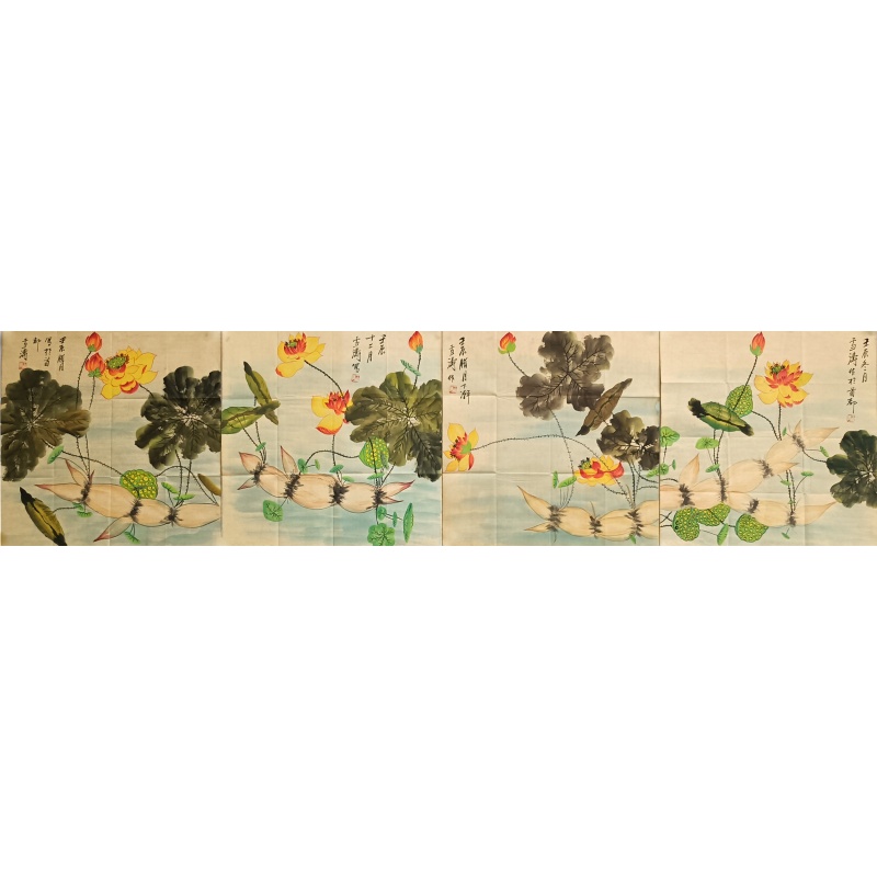 荷花四条屏 56792