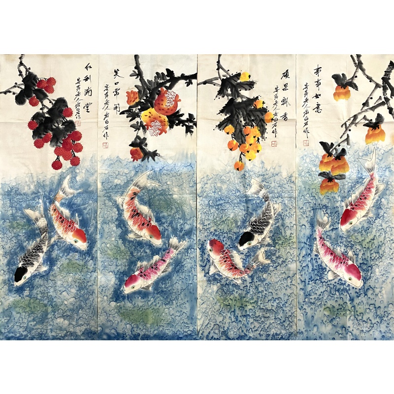 鱼四条屏58950
