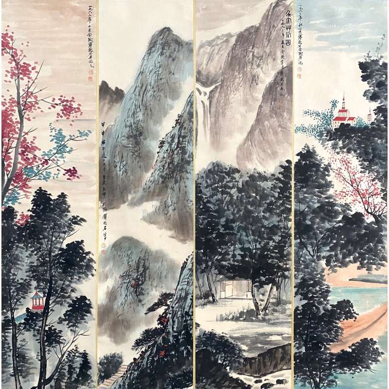 山水四条屏57880