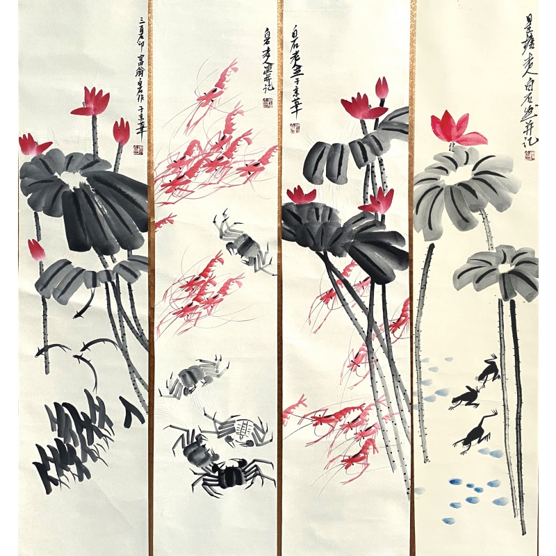 荷花四条屏59117