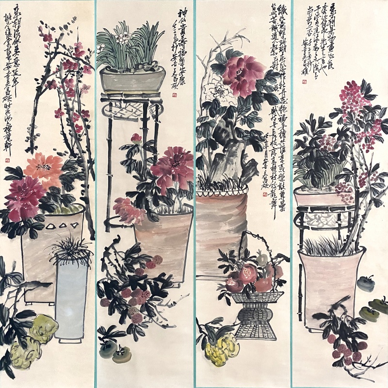 清供四条屏57879