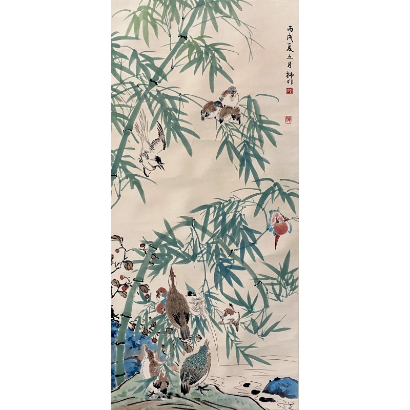 翠竹鸣鸟图57779