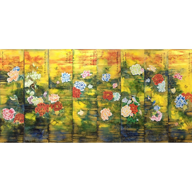 荷花八条屏59071