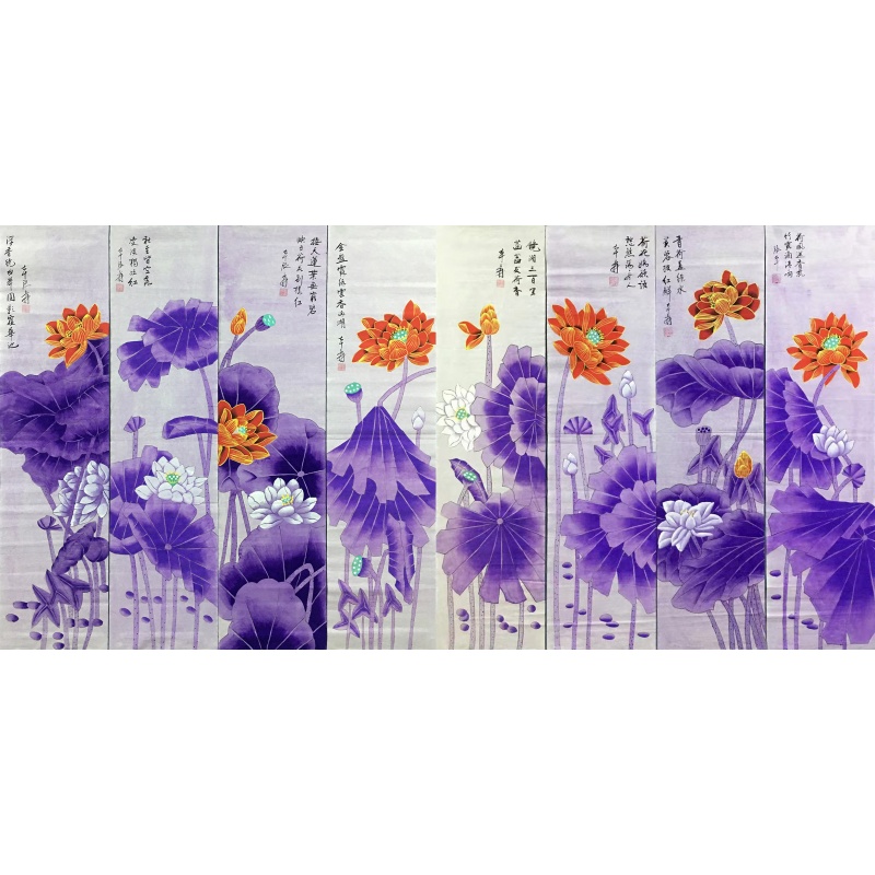 荷花八条屏58222
