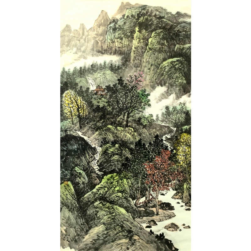 山水画2幅云横岭外千重树860079