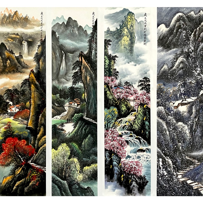 四季山水四条屏57379