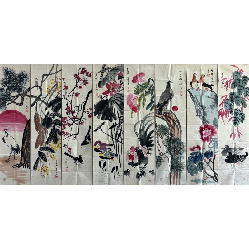 花鸟八条屏56623