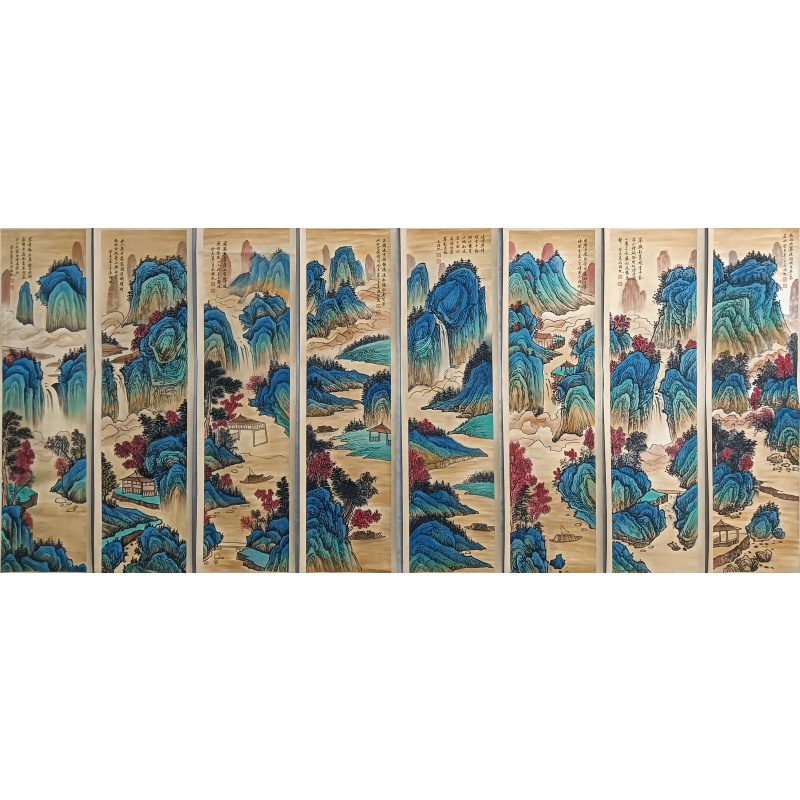 青绿山水八条屏59148