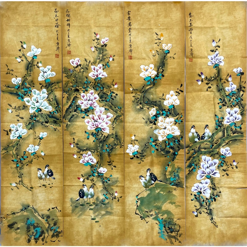 花香四溢四条屏  58788