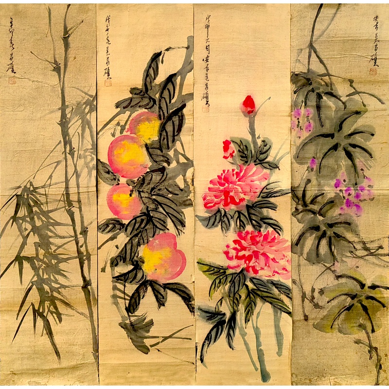 花卉四条屏57938