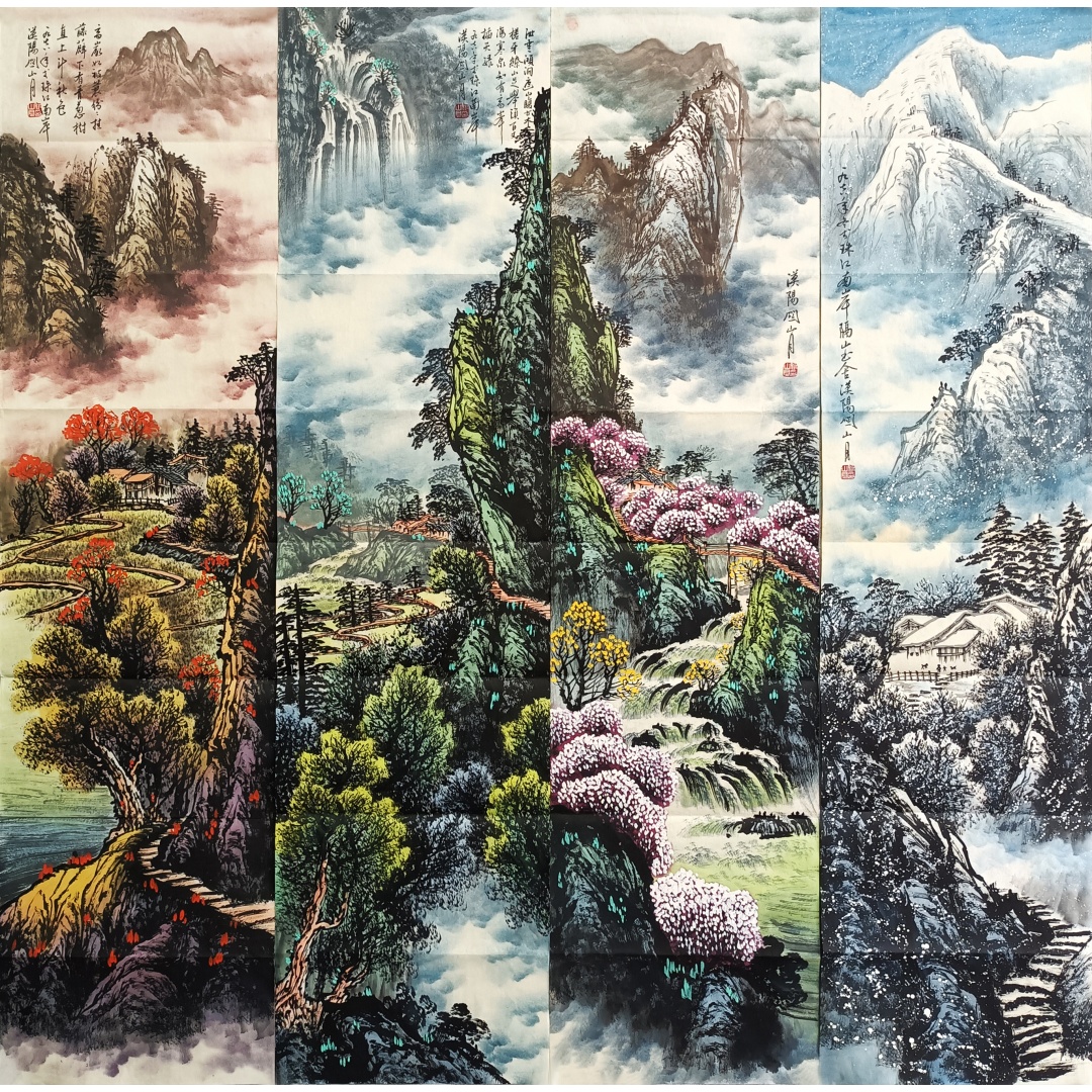 山水四条屏823095