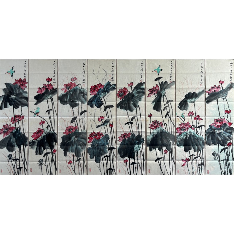 荷花八条屏 58870