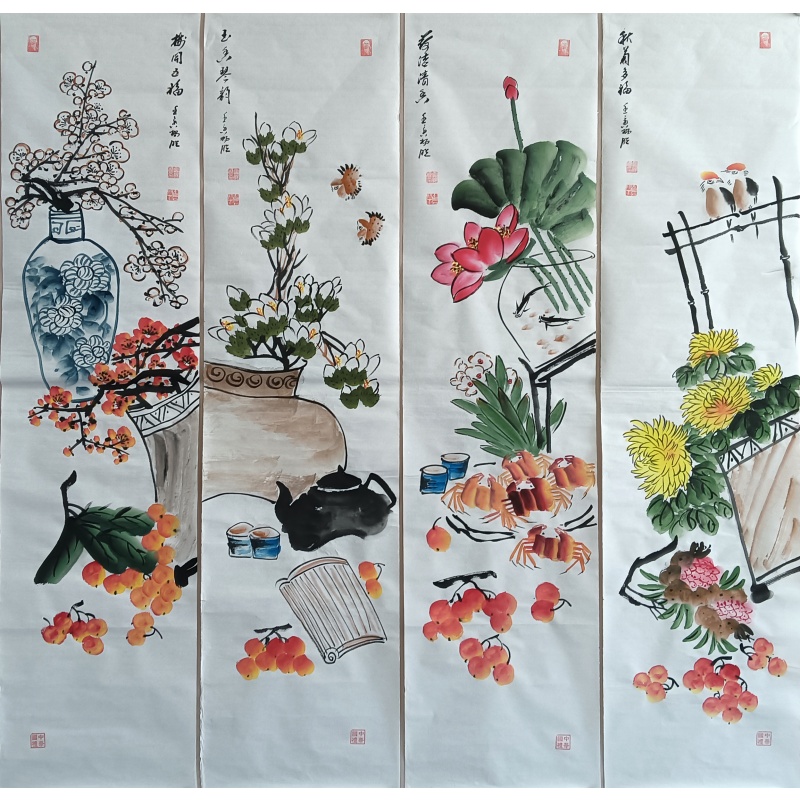 荷花清香、梅开五福、玉香琴韵、秋菊多幅58445
