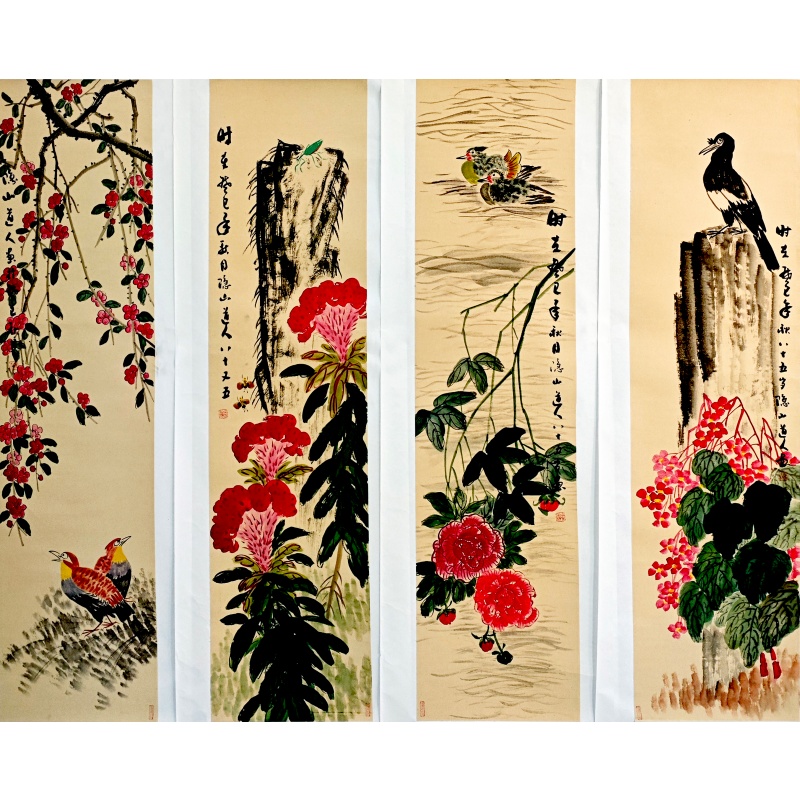花鸟四条屏6593