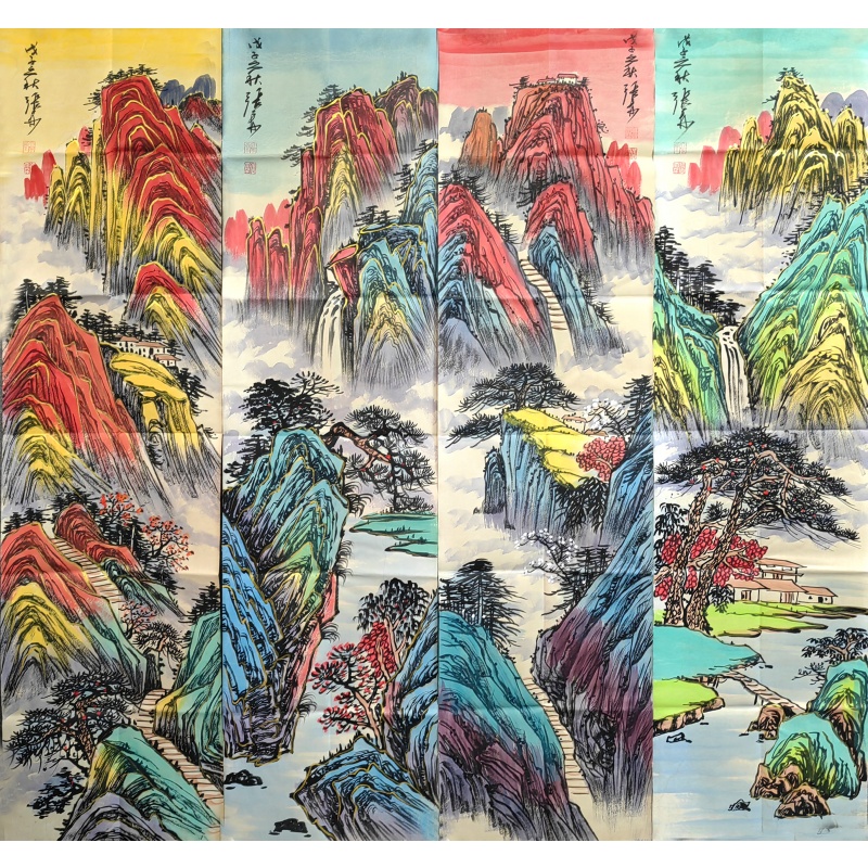 山水四条屏58254