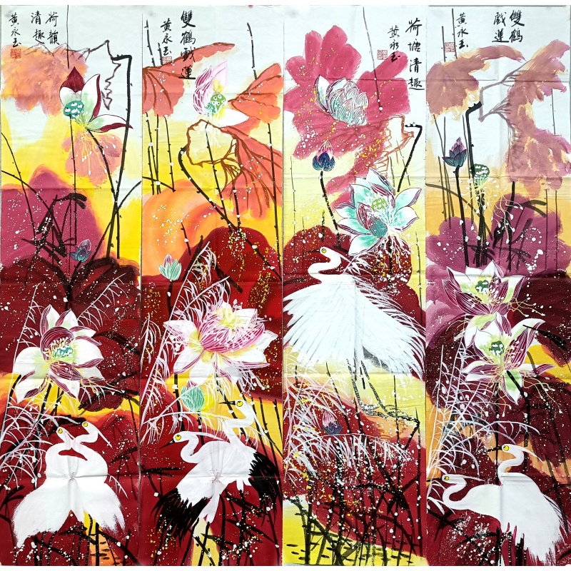 荷花四条屏  805142