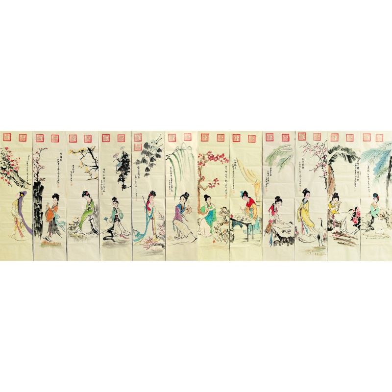 美女十二条屏59323