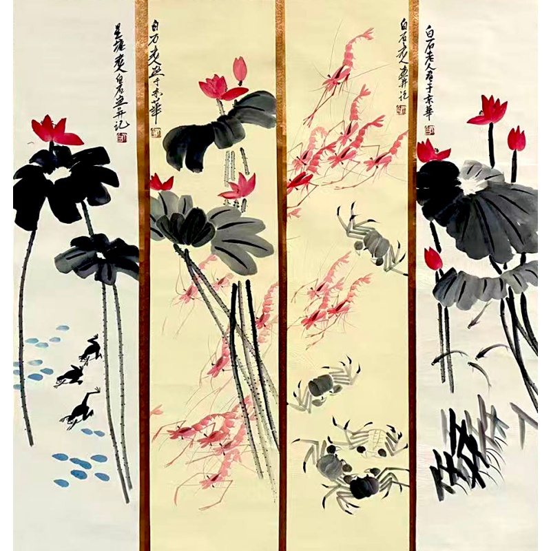 荷花四条屏56590