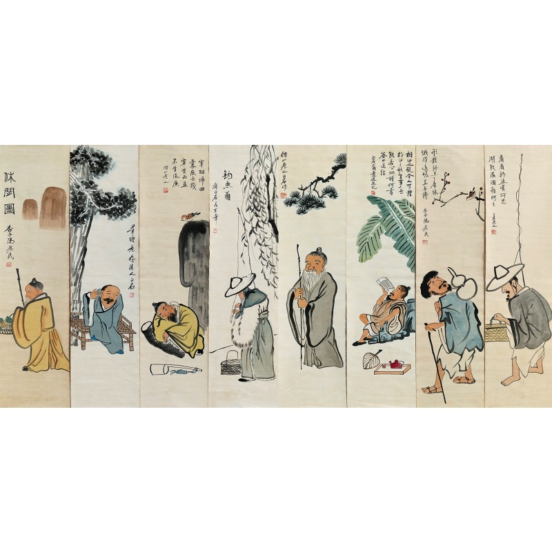 人物八条屏59289